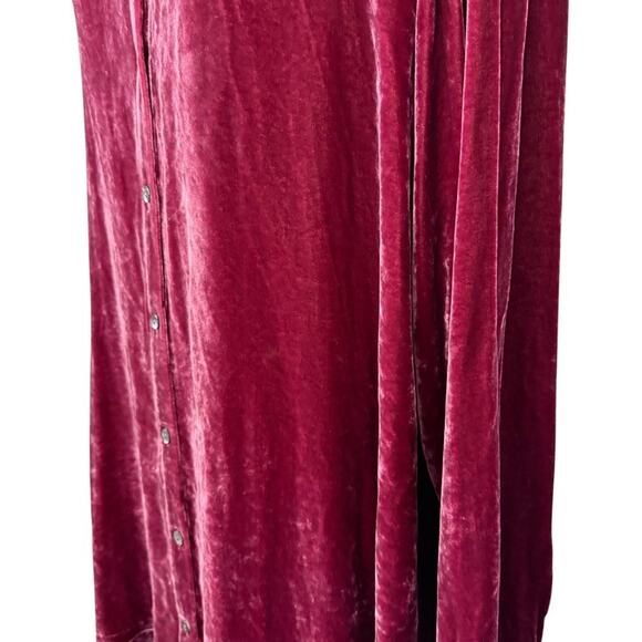 J Jill Womens Velvet Silk Blend Button Up Longline Long Sleeve Shirt Top sz L - Picture 9 of 16